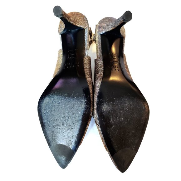 Stunning Stuart Weitzman Shimmery Pewter Silver Metallic Slingback Heels 5 6 EUC - Picture 11 of 12